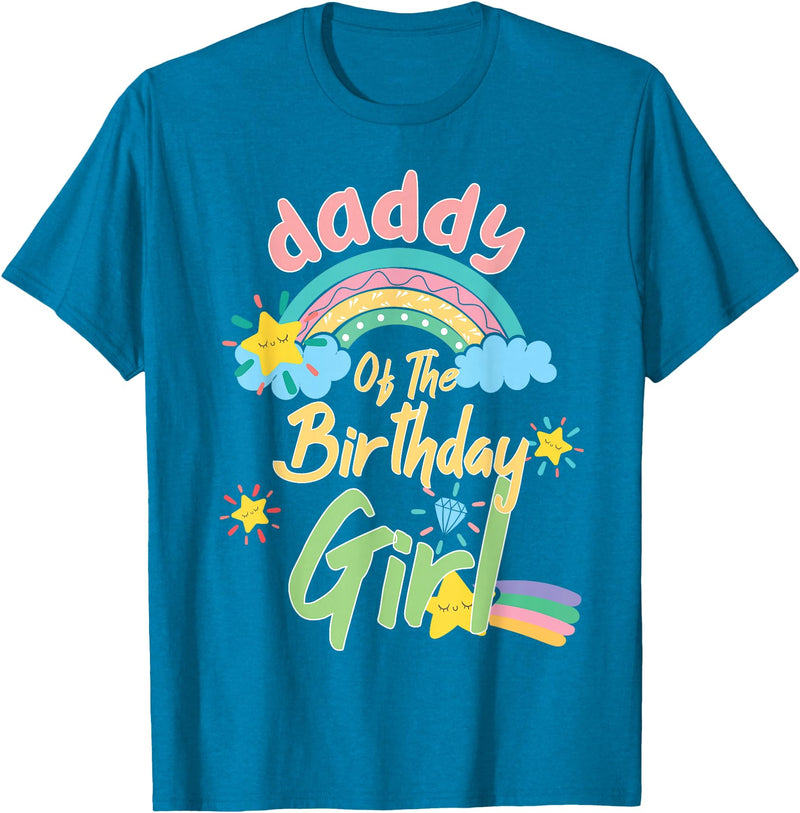 Birthday Girl Rainbow Matching Family Daddy Of The Birthday Girl Llama Matching Family T-Shirt - Sapphire Blue