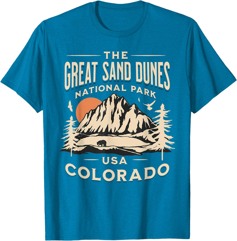 Great Sand Dunes National Park Colorado USA Retro Great Sand Dunes National Park Colorado Hike Outdoors Retro T-Shirt - Sapphire Blue