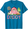Pink Farm Cow Gender Reveal Party Daddy Pink Farm Animal Birthday Kids Matching Family T-Shirt - Sapphire Blue