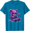 Goth Pastel Cute Creepy Kawaii Gamer Teddy Bear Gaming Rabbit T-Shirt in Sapphire Blue
