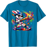 Funny Dripping Drip Rabbit Bunny Baseball Easter Men Boy Kid T-Shirt in Sapphire Blue