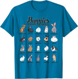Rabbits in the World - Rabbit Breeds T-Shirt in Sapphire Blue