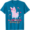 Llamazing Birthday Girl Llama Family BW Art Llama Birthday Girl Llamazing Birthday Alpaca Llama Girl T-Shirt - Sapphire Blue