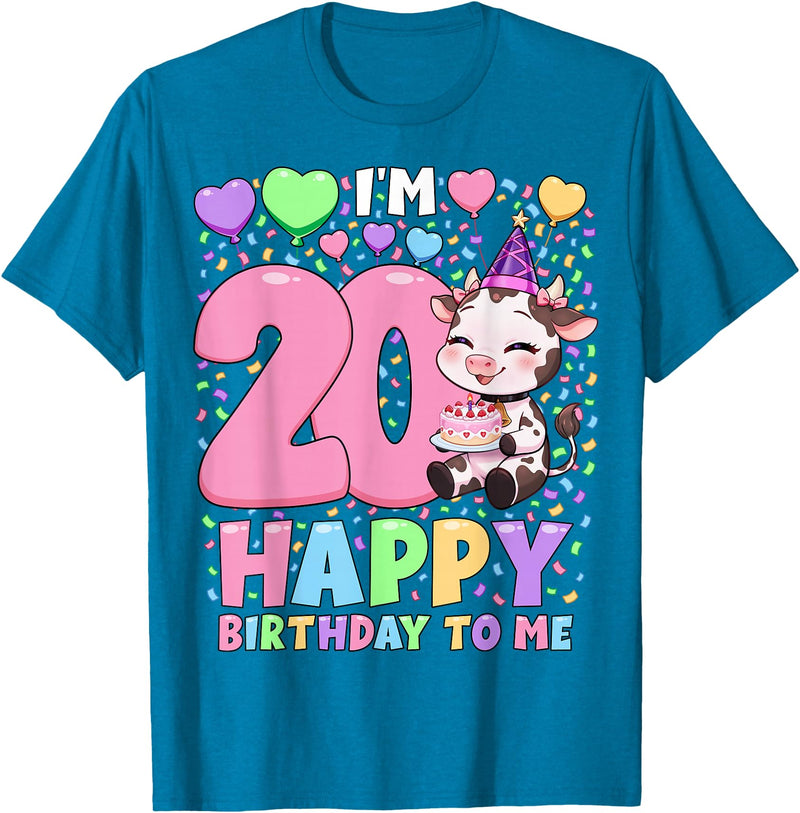 Cow Birthday Shirts By SSA.Co Farm Animal Cow Birthday Shirt | Girls 20th Birthday Cow T-Shirt - Sapphire Blue