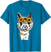 Funny Llama Alpaca Animal Lover Women's Floral Llama Alpaca Funny Graphics T-Shirt - Sapphire Blue