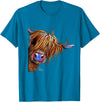 SHiRLeY MacARTHuR HiGHLaND CoW PRiNT ANiMaL PRiNT ' SuGaR LuMP ' T-Shirt - Sapphire Blue