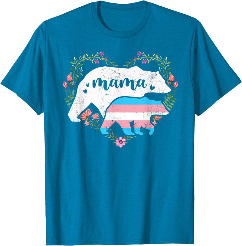 LGBT Trans Pride Shirts Mom Mama Bear for Moms LGBTQ Mama Bear Transgender Flag Gay Equal Rights Trans T-Shirt - Sapphire Blue