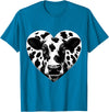 Humorous Gifts for Cow Farmer Cow Print Heart Cow Farmer Girl T-Shirt - Sapphire Blue