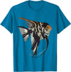 Freshwater Fish Fun Marbled Freshwater Angelfish T-Shirt - Sapphire Blue