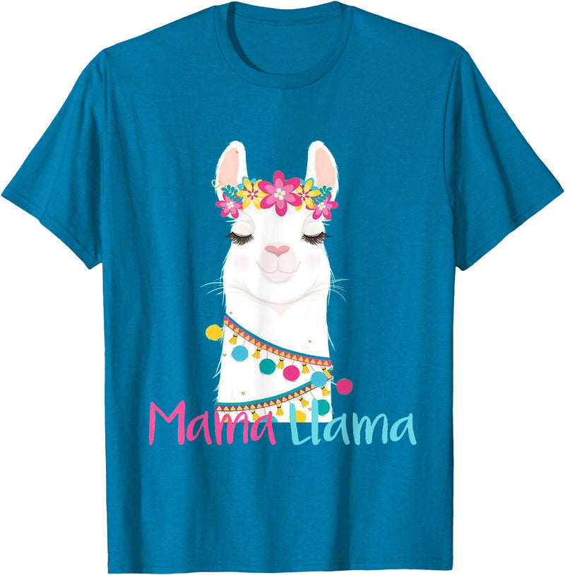 funny Mama Llama tshirt for mother's day Mama Llama Funny Mother's Day Shirt for Women Mom Love Llama T-Shirt - Sapphire Blue