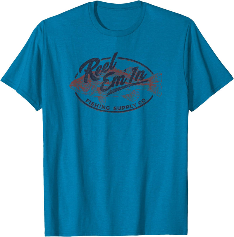 Trendy Apparel Trendy Reel Em' In Fishing Supply Co. Logo T-Shirt - Sapphire Blue