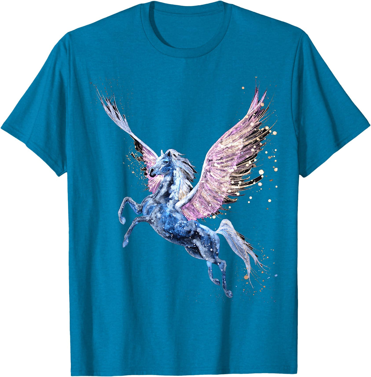 T and T Trendy Designs Pegasus Flying Horse T-Shirt - Sapphire Blue
