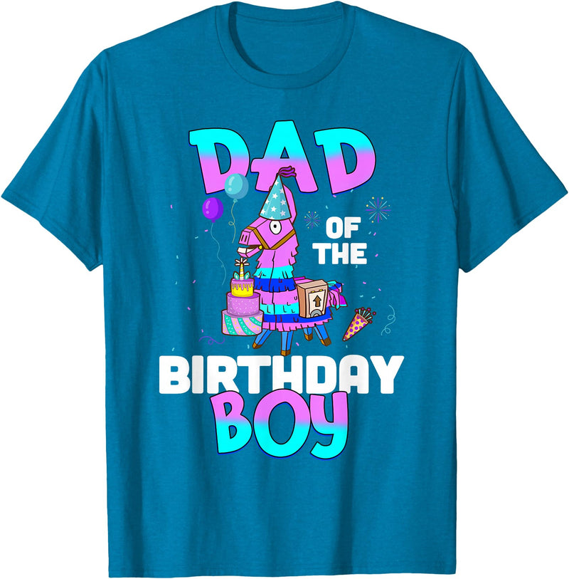 Llama Boys Kids Lovers Dad Fathers Creations Llama Birthday T-Shirt; Birthday Boy Shirt for Dad Father T-Shirt - Sapphire Blue