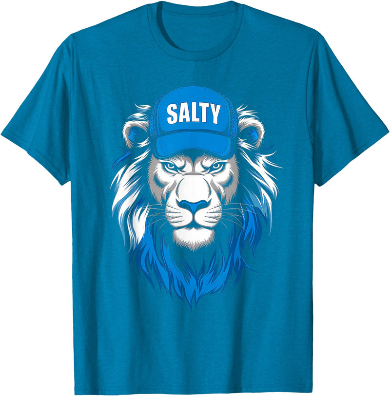 I Liked The Lions Before It Was Cool Tees Blue Lions Salty Wearing Hat Salty Cool Lions Strong Lions T-Shirt - Sapphire Blue