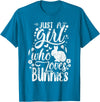 Funny Just a Girl Who Loves Bunnies Cute Rabbit Lover T-Shirt in Sapphire Blue