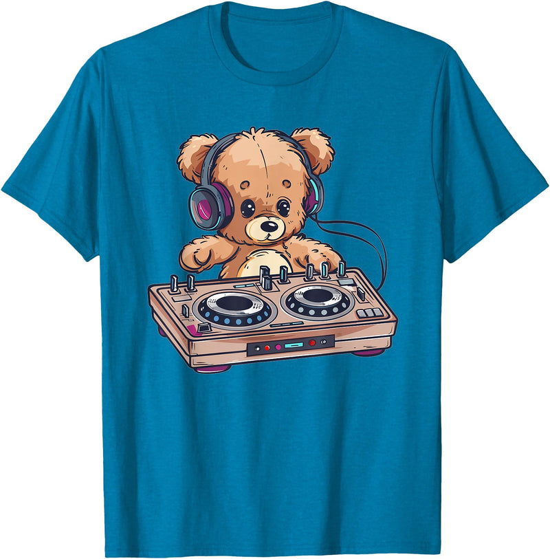 Colorful Teddy Art I Kids Teddy Bear Cute Teddy DJ T-Shirt - Sapphire Blue