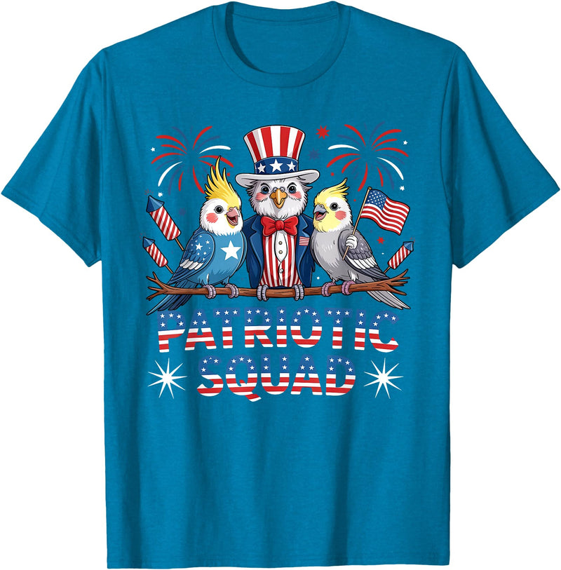 Cockatiel Parakeet Bird 4th Of July Bird Lover Patriotic Cockatiel Parakeet Bird Birdwatching 4th of July T-Shirt - Sapphire Blue