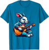 Cool Rabbit Plays Guitar Easter Musician Guitarist T-Shirt in Sapphire Blue