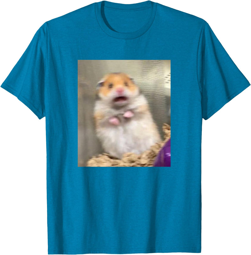 Scared Hamster Meme Funny Pet Owner Dank Trendy T-Shirt - Sapphire Blue