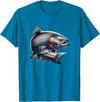 Steelhead Fishing - Unisex Adults & Kids Fishing T-Shirt - Black - Small - Short Sleeve - Cotton & Polyester - Modern Fish Graphic - Crew Neck - Regular Fit - Pull On - Imported - Sapphire Blue