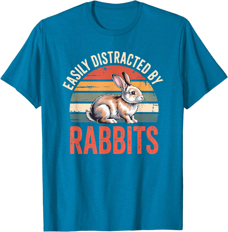 Cute Rabbit Lover Bunny Graphic T-Shirt in Sapphire Blue