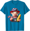 Pig Corn 4th of July Design 4th of July Pig American Us Flag Patriotic Corn 4th of July T-Shirt - Sapphire Blue