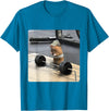 Hamster Deadlift Training Funny Cute Rat Weightlifting Meme T-Shirt - Sapphire Blue
