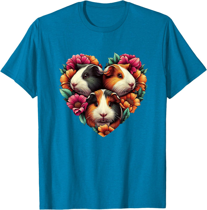 Guinea pigs Artwork Co by MNI Guinea pigs Love Heart of Kids women Teen Girls T-Shirt - Sapphire Blue