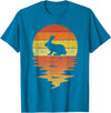 Bunny 70s Vintage Retro Sunset Rabbit T-Shirt in Sapphire Blue