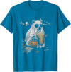 Funny Halloween Raccoon with Pumpkin and Coffee Raccoon with Pumpkin and Coffee Vintage 90s Halloween T-Shirt - Sapphire Blue