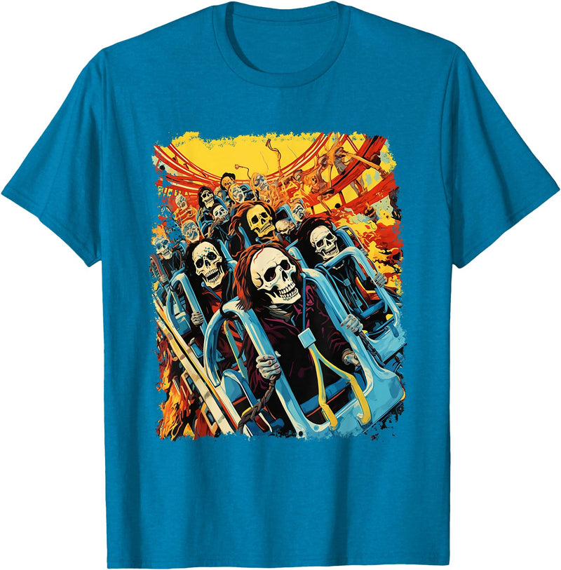 Amortuus Skeleton Roller Coaster T-Shirt - Sapphire Blue