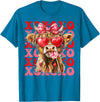 Valentine XOXO Highland Cow Fng Valentine XOXO Highland Cow Cute Coquette Bow Western T-Shirt - Sapphire Blue