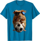 Animal Soccer Design Guinea Pig Soccer T-Shirt - Sapphire Blue