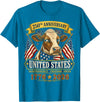 Patriotic 250 Years of Freedom 1776-2026 250 Years America Cow Patriotic USA 4th of July T-Shirt - Sapphire Blue