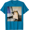 Funny Hamster Meme Cyber Hamster Meme Smoking Humor Computer T-Shirt - Sapphire Blue