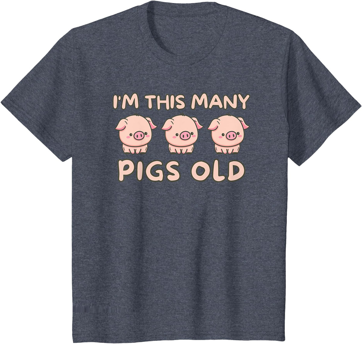 Pigs lover Birthday Gifts Toddler I'm This Many Pigs Old - 3rd Birthday Pig 3 Years Old Bday T-Shirt - Heather Blue