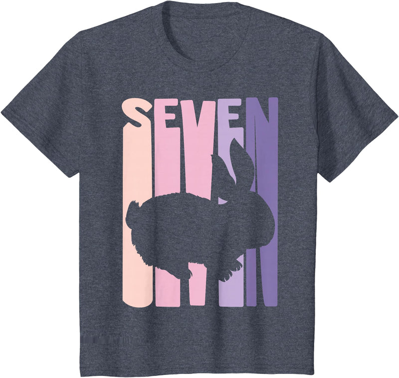 7th Birthday Gift Bunny Rabbit Fan 7 Years Old Girl T-Shirt in Heather Blue