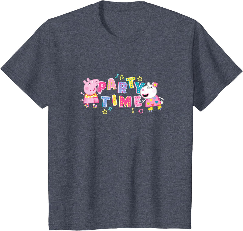Peppa Pig Party Time Peppa & Suzy Logo Youth T-Shirt - Heather Blue