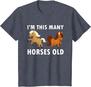 Kids 2 Years Old Girl Horses Old 2nd Birthday Kids T-Shirt - Heather Blue