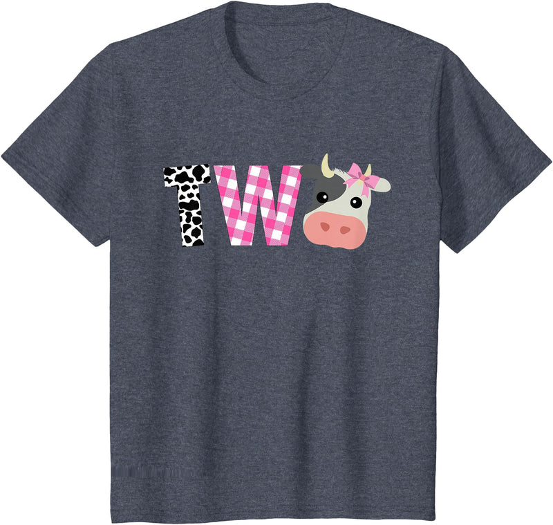 Funny Cow Mom And Dad Birthday Family Tees Second Birthday Girl Cow Farm, 2nd Birthday Cow 2 Toddler T-Shirt - Heather Blue