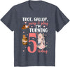Five Year Old Horse Girl Fifth Birthday Horses 5th Horse Birthday Party 5 Year Old Horse Birthday T-Shirt - Heather Blue