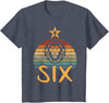 6 Birthday Lion Vintage Design Lion Birthday 6 Year Old Lion 6th Birthday Boy Girl T-Shirt - Heather Blue