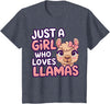 Kids Llama Shirts Girl Llama Kids T-Shirt - Heather Blue