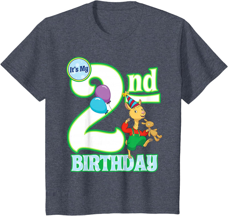 Kids Children's Second Birthday Official Llama Llama Tee Shirt T-Shirt - Heather Blue
