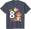 8th Birthday Teddy Bear - 8 Years Old Gift Tee Kids Eight Birthday Teddy Bear - 8 Year Old Girl T-Shirt - Heather Blue