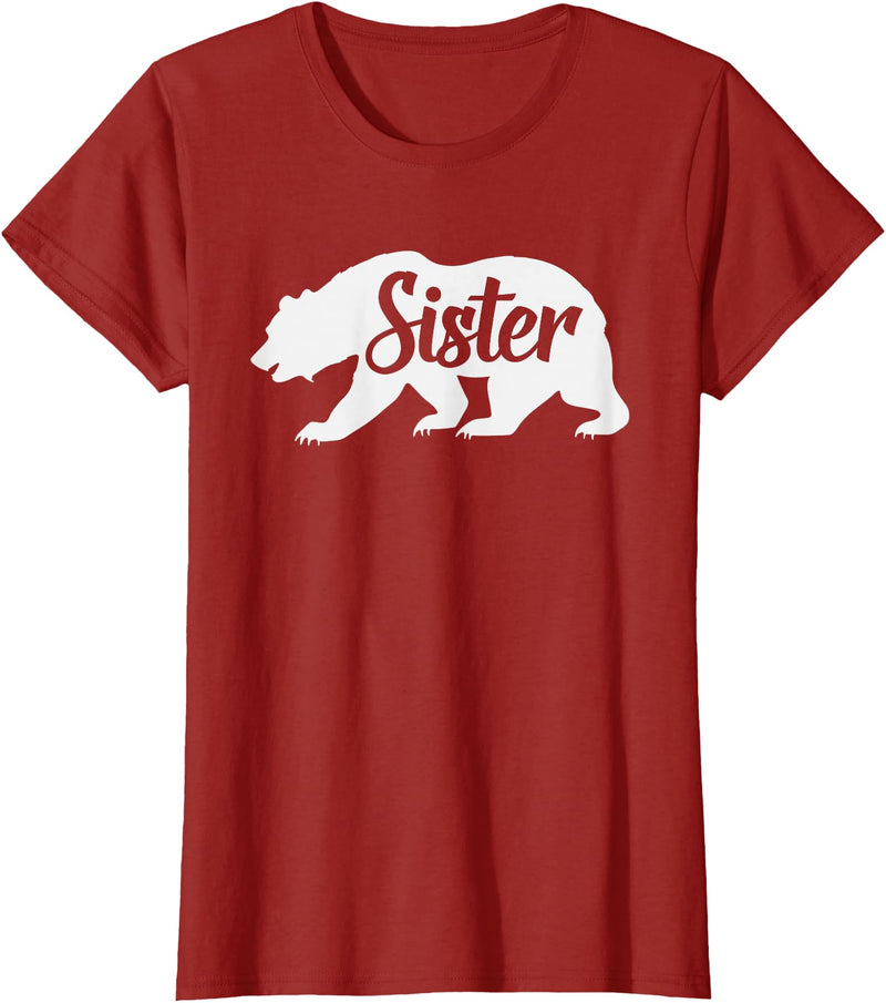 Matching Family Bear Gifts Sister Bear To Go With Mama and Papa Bear T-Shirt - Cranberry Red