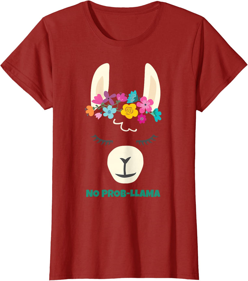 Llama Shirts & Alpaca Gifts No Prob Llama Christmas Women Kids Girls Birthday T-Shirt - Cranberry Red