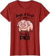 Just A Girl Who Loves Pigs T-Shirt - Cranberry Red