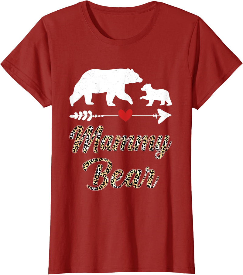 Bear Family Matching Leopard Happy Mother's Day Womens Mammy Bear Leopard Fun Mother's Day Bear Cub Matching Family T-Shirt - Cranberry Red