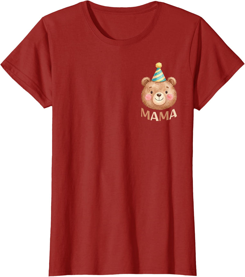 Beary First Birthday Family Matching Party TEE Mama Bear 1st Birthday Boy Girl Family Matching Party T-Shirt - Cranberry Red
